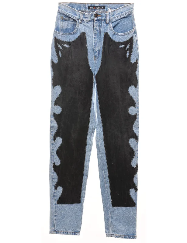 Retro Woolen Jacket Light Wash Cowboy Style Tapered Jeans - W24 L31