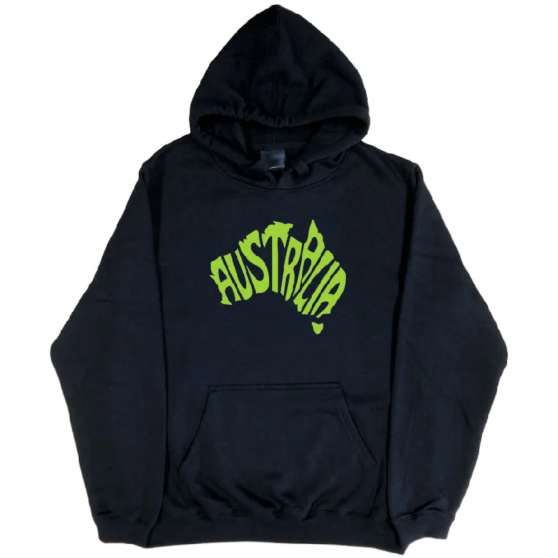 Romantic Temperament Australia In Map Shape Hoodie (Black)