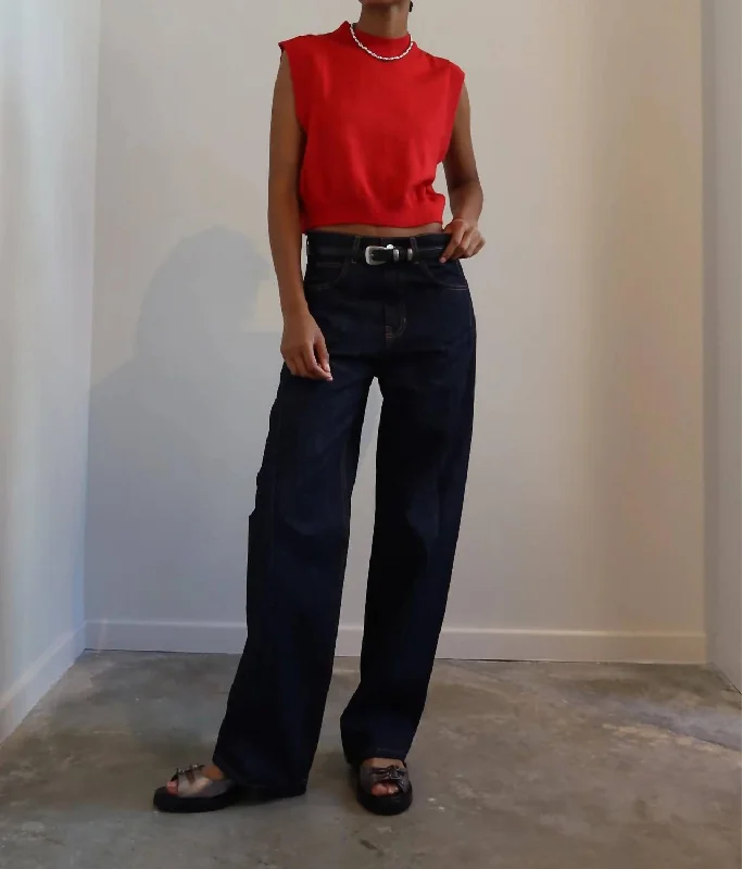 Wearable At Home Or Out Beluga Front Stitch Jean In Dark Wash