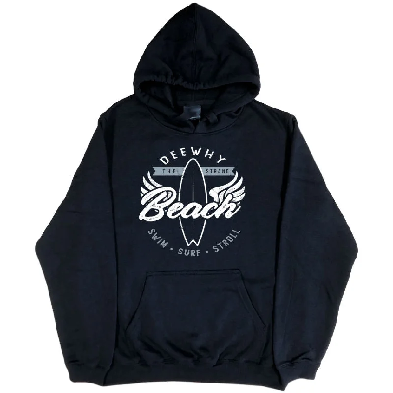 High-end Wear Dee Why Beach Swim Surf Stroll Hoodie (Black)