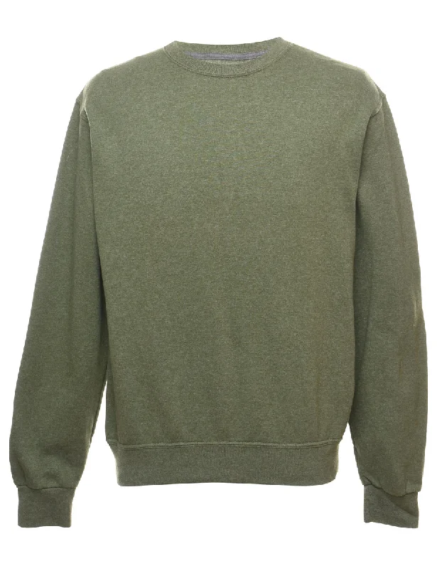 High-end Sense Olive Green Plain Sweatshirt - M