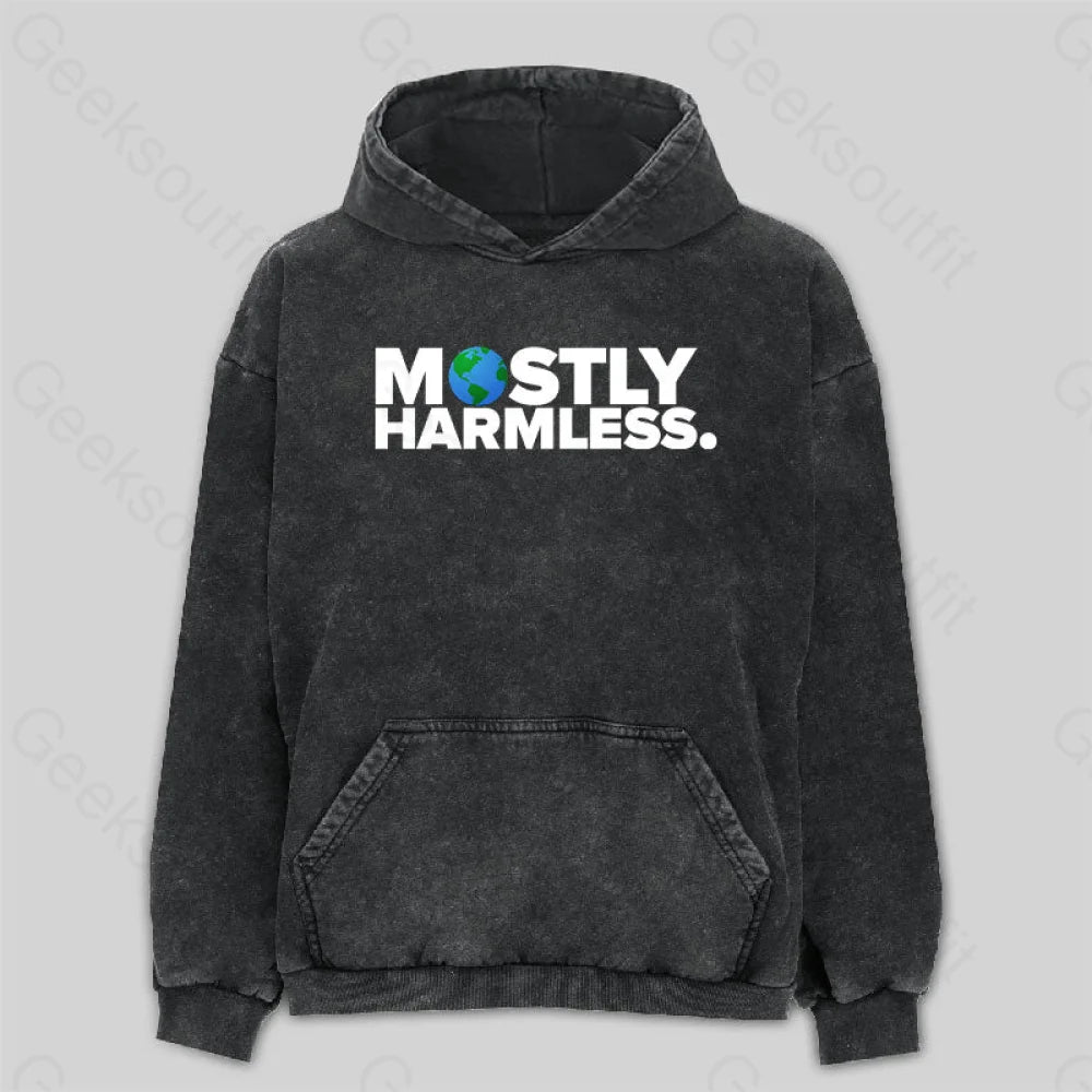 Short Design Mostly Harmless Washed Hoodie