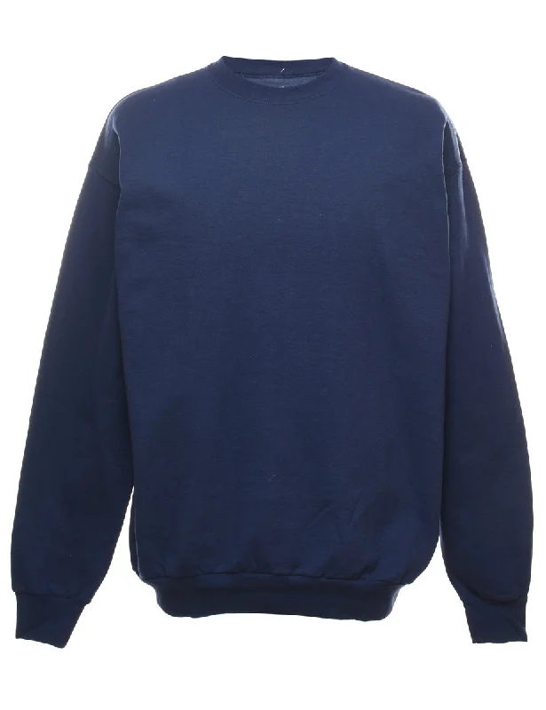 Personal Design Navy Plain Round Neck Sweatshirt - L