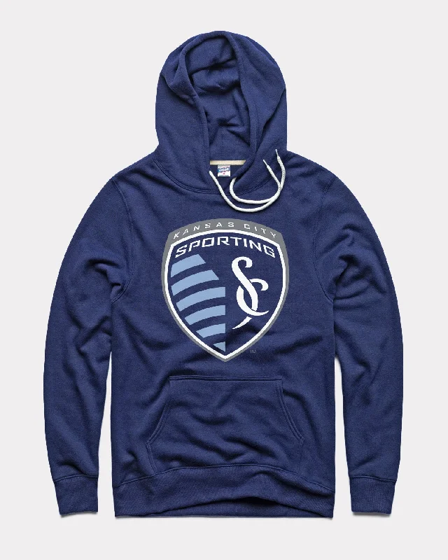 Design Trend Sporting KC Logo Shield Navy Hoodie