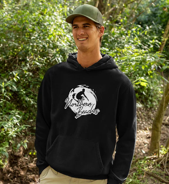 Classic Items Northern Beaches Surf Logo Hoodie (Black, Front Large Print)