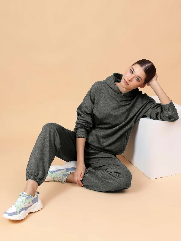 Youthful Style Fitkin Women Grey Melange CozyCore Fleece Hoodie