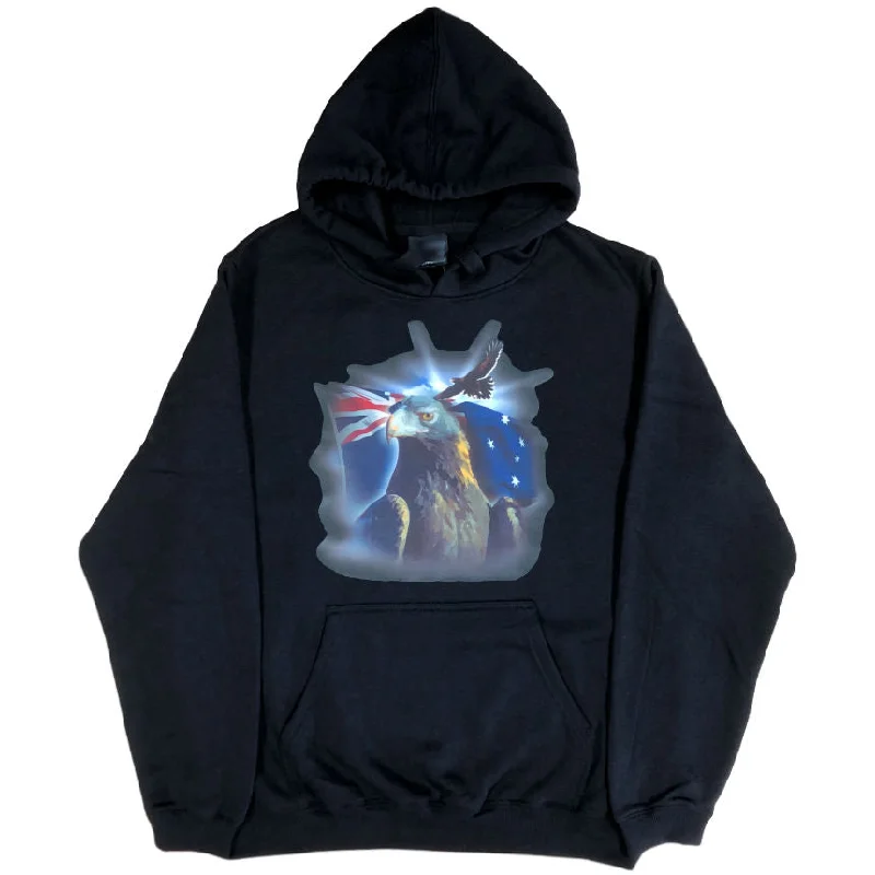 Trendy Items Australian Flag Wedge Tail Eagle Hoodie (Black)