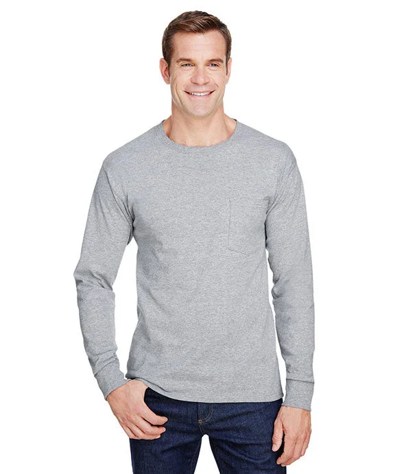 Preview New Products W120 - Hanes Adult Workwear Long-Sleeve Pocket T-Shirt | Light Steel