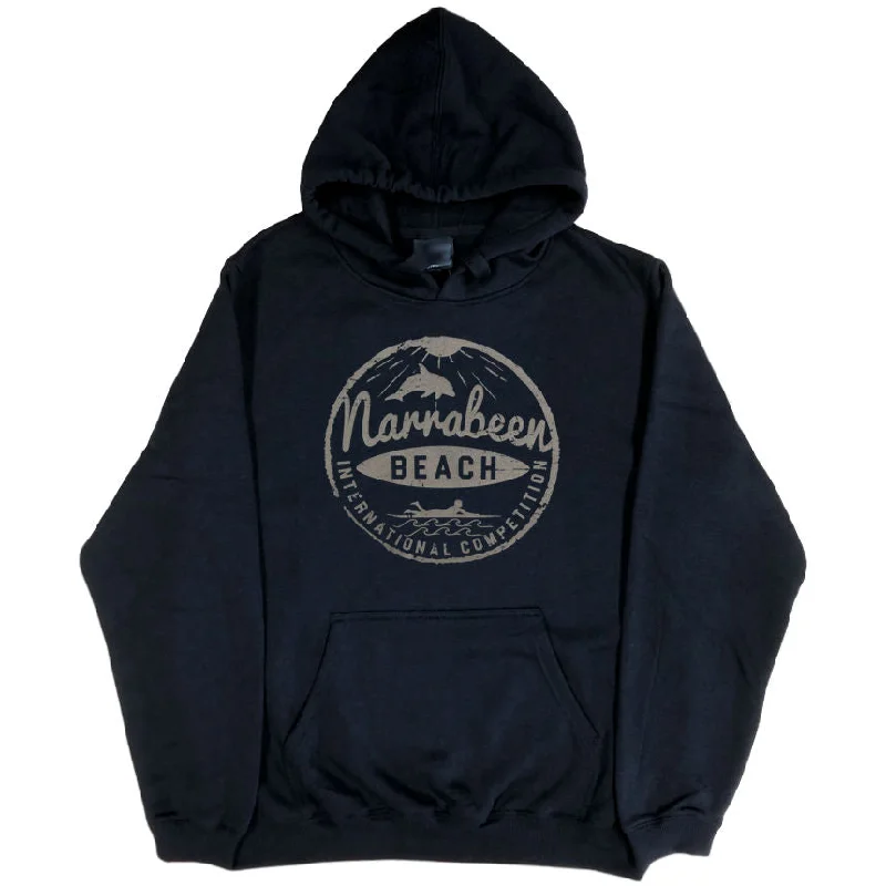 Unique Fashion Narrabeen Beach Surf Logo Hoodie (Black)