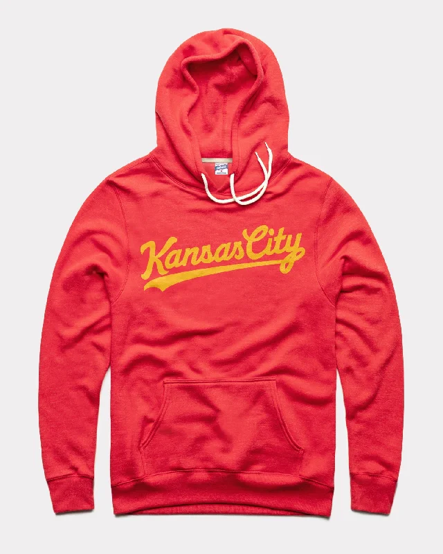 Noble And Elegant Red & Gold Kansas City Script Red Hoodie