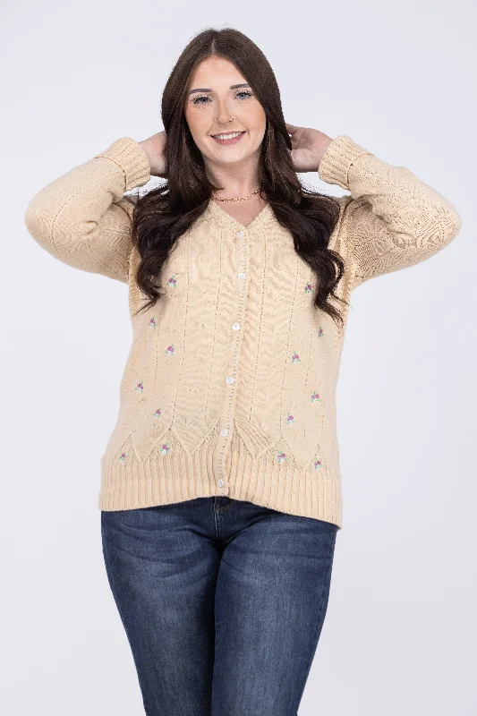 Letter embroidery Sweet Affairs Women's Floral Embroidered Cardigan