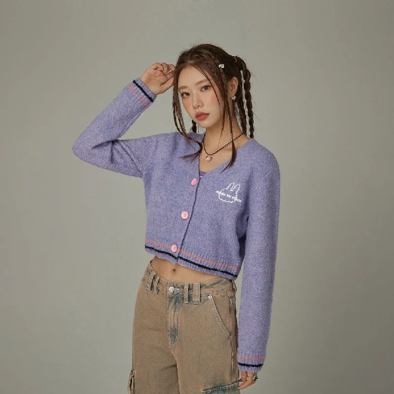 Fresh And Simple Color V-Neck Knit Cardigan