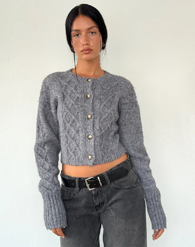 Sports And Leisure Rigel Cardigan in Cable Knit Grey