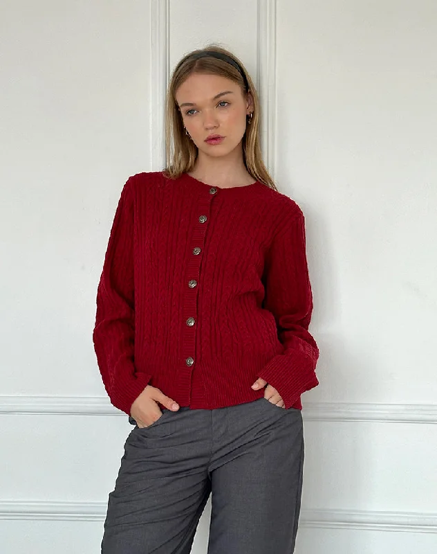 Fashionable sports Bavana Cardigan in Deep Red