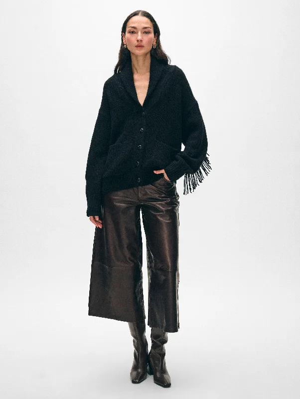 Street Style Cashmere Blend Luxe Fringe Coatigan