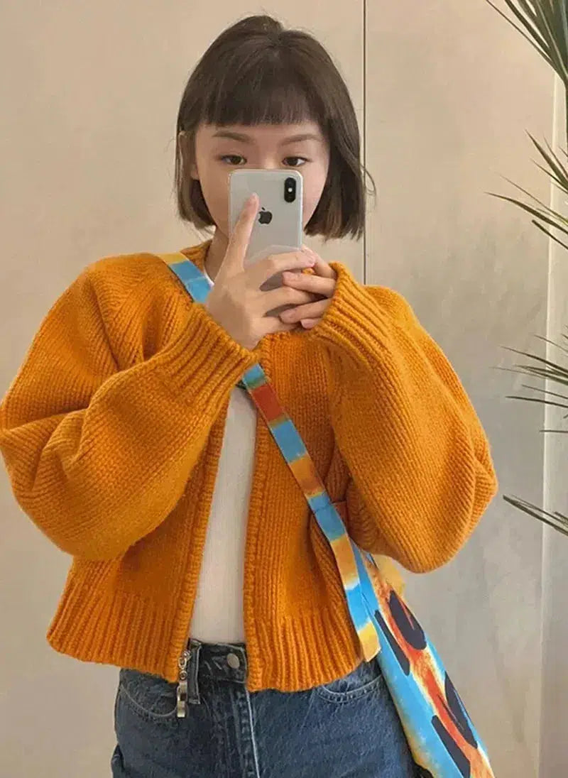 Skirt style Indie Zip Up Knitted Cardigan