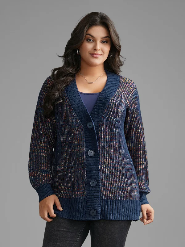 Minimal Style Heather Textured Button Up Cardigan