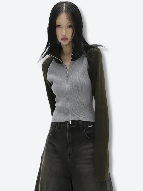 Party Wear Double Zip-Up Ribbed Cardigan