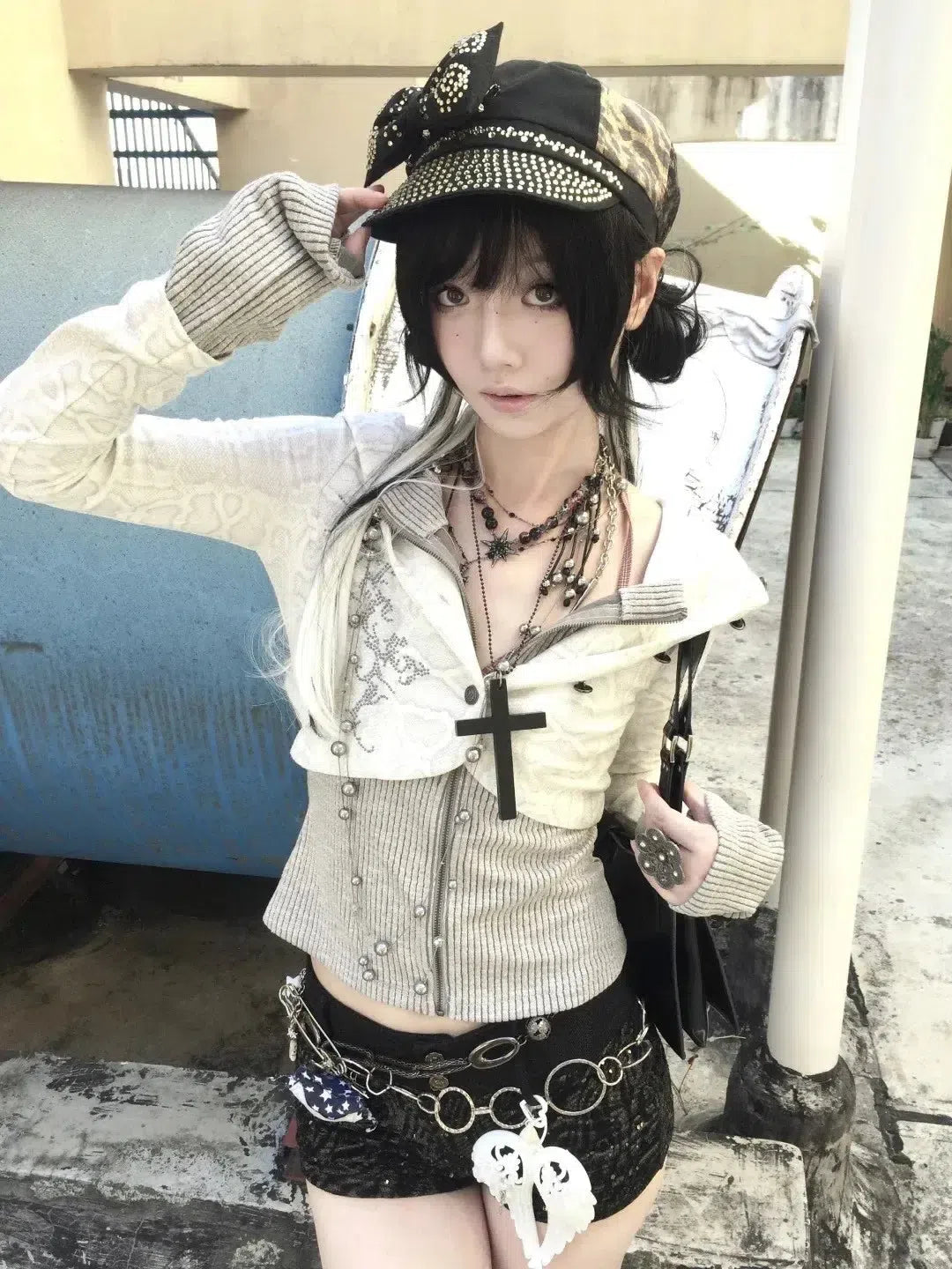 Moisture wicking Y2K Rhinestone Layered Cardigan