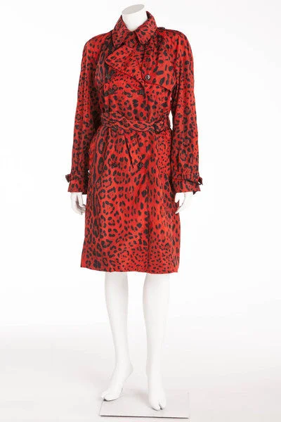 Sports Fashion Dolce & Gabbana - Brand New with Tags Red Leopard Trench Coat - IT 42