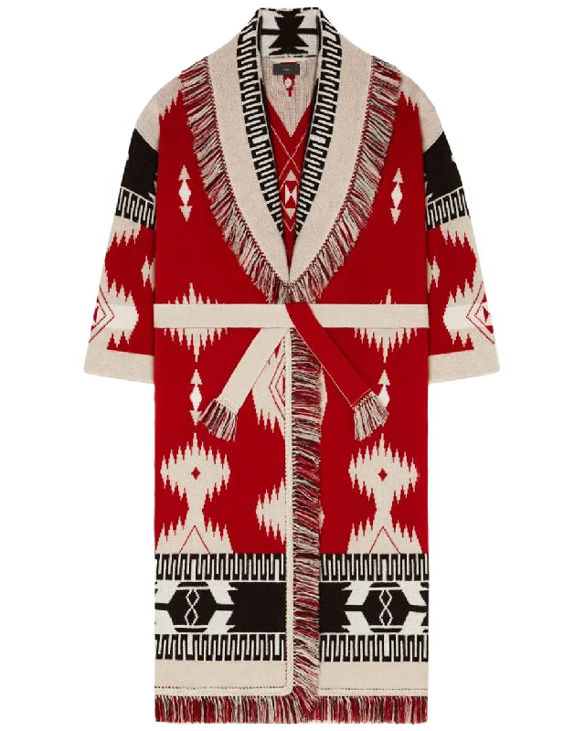 Fashionable Inner Wear Fire and Cream Icon Jacquard Coat