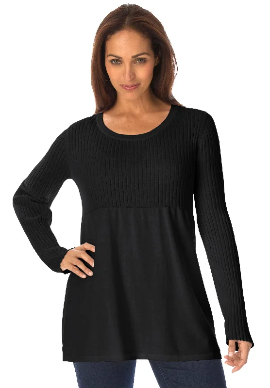 Sports fitness shoes Ribbed Baby Doll Tunic Sweater
