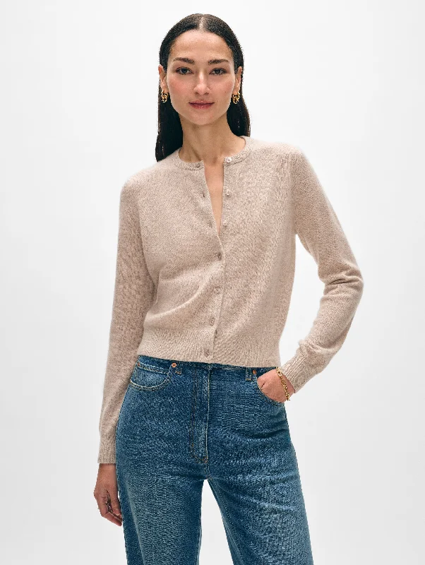 High-waisted pants style Cashmere Crewneck Cardigan