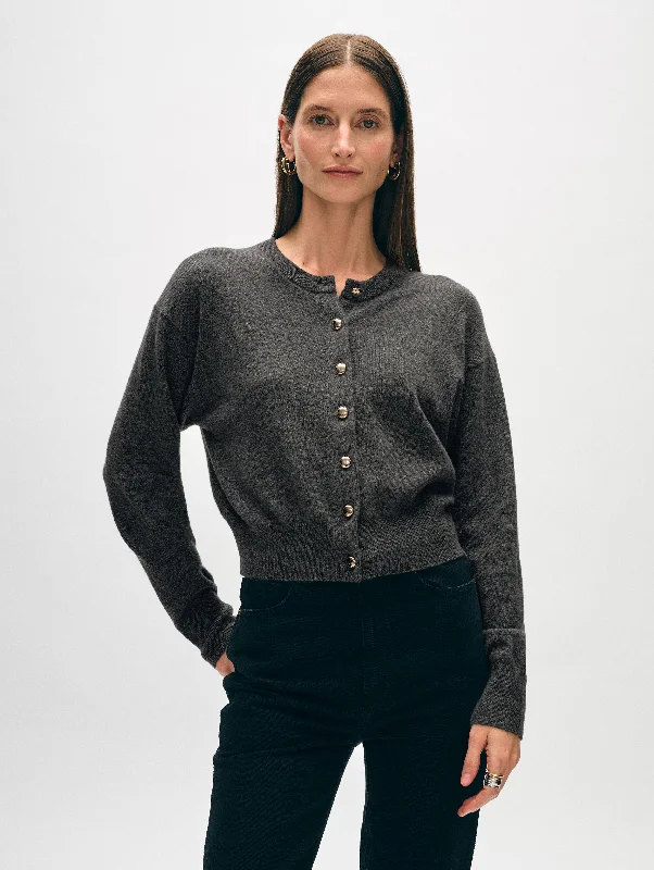 Easygoing Fashion Cashmere Gold Button Cardigan