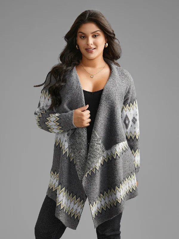 Unique prints Bandana Geometric Asymmetrical Hem Cardigan
