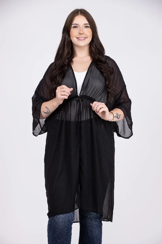 Leisure And Entertainment Make Me Feel Special Women's Sheer Front Tie Kimono