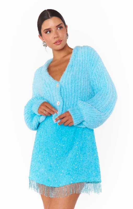 Exquisite Craftsmanship Clemmie Cardi ~ Highlighter Blue Knit