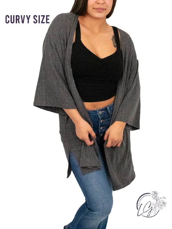 Stylish Comfort Curvy It's Been Awhile Ribbed Cardigan