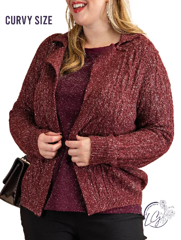 Fashionable Ease Curvy Cool Is Calling Cable Knit Cardigan