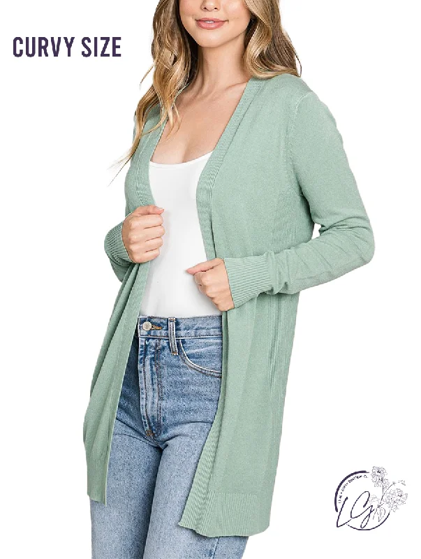 Goddess Outfit Curvy Breathable Open Front Cardigan