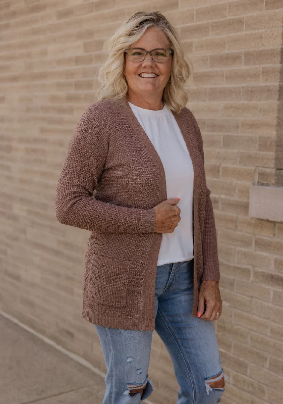 Classic Style DAWN WAFFLE TEXTURED OPEN FRONT CARDIGAN 2 COLOR OPTIONS