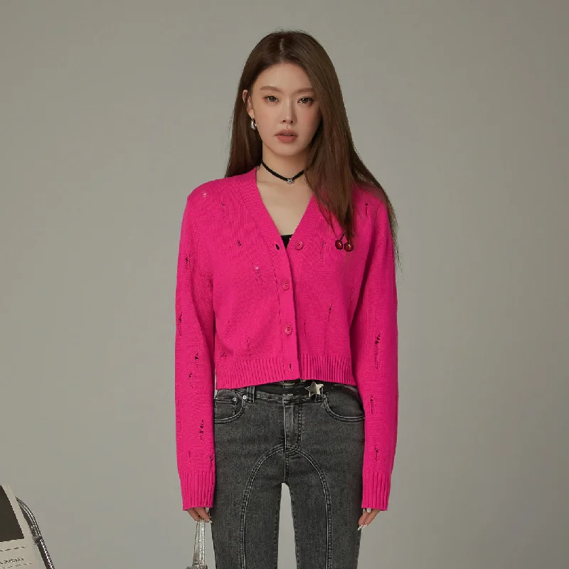 Elegant Wear Cherry Crop Cardigan