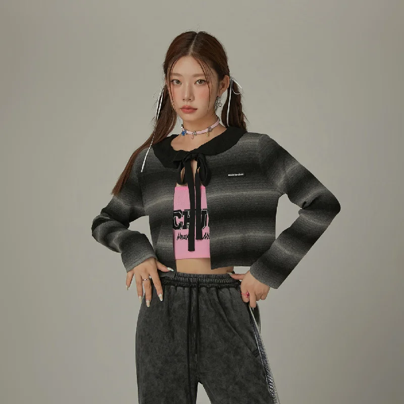 Lively And Youthful Color Combination Ribbon Cardigan