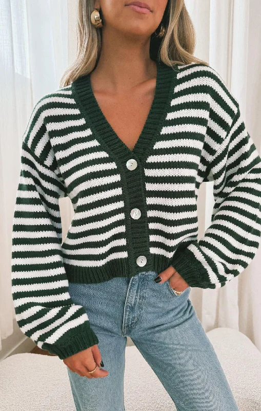 Youthful Street Fashion Good Karma Cardi ~ Forest Green Knit