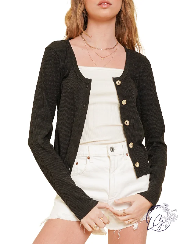 Layered Comfort Happy Thoughts Ribbed Short Cardigan
