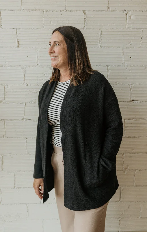 Integrated Design JENELLE BLACK OPEN FRONT CARDIGAN