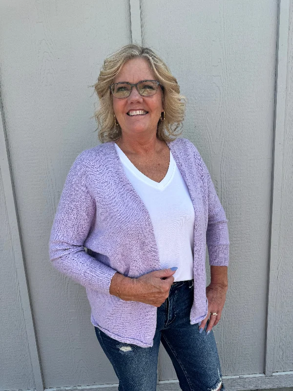 Body Design JUSTINE LAVENDER KNITTED TEXTURED CARDIGAN