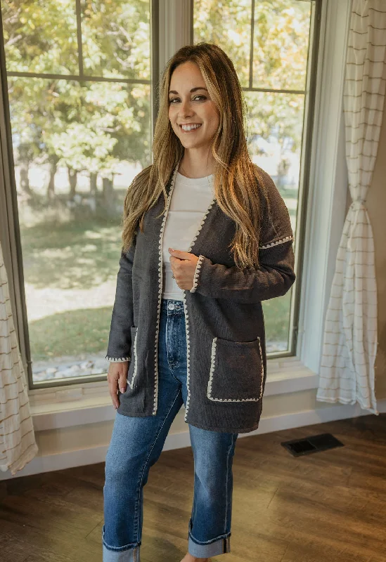 Classic Style KARINA STITCHED OPEN CARDIGAN