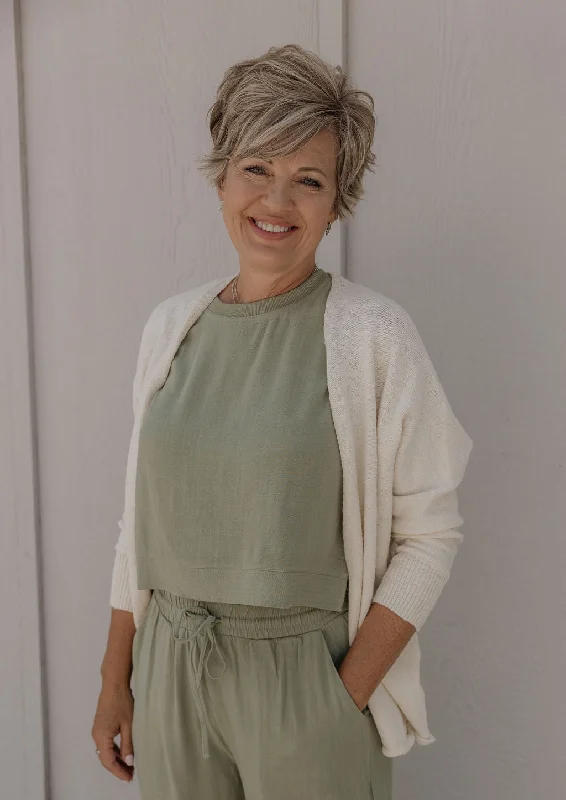 Retro Design KELCI CREAM OPEN FRONT CARDIGAN