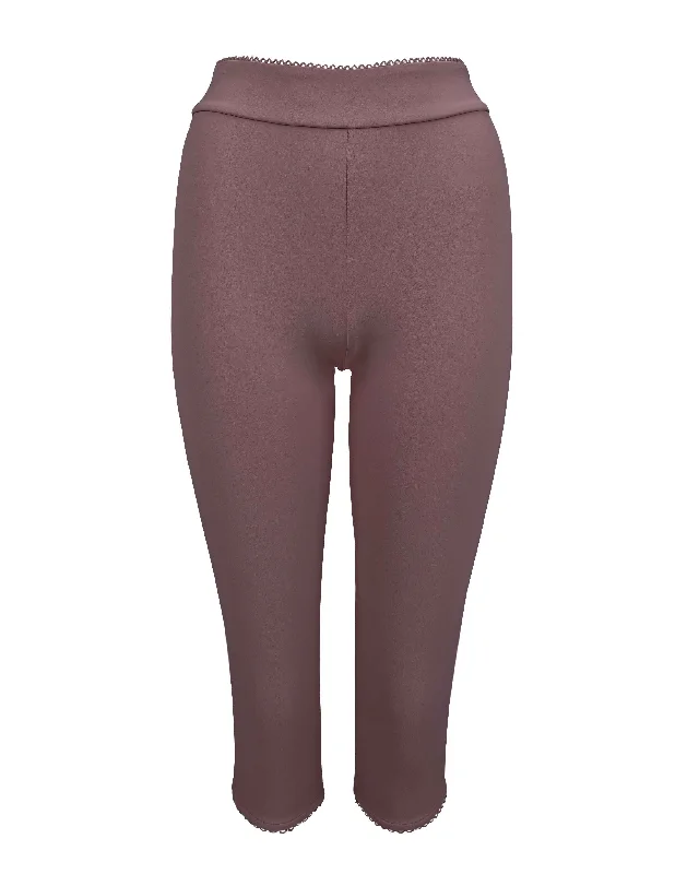 Soft And Comfortable Lace Capri Pants - Chocolate Cherry