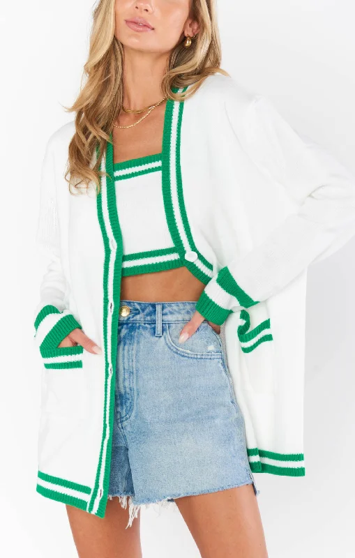 Simple Matching Lambert Cardigan ~ Green Stripe Knit
