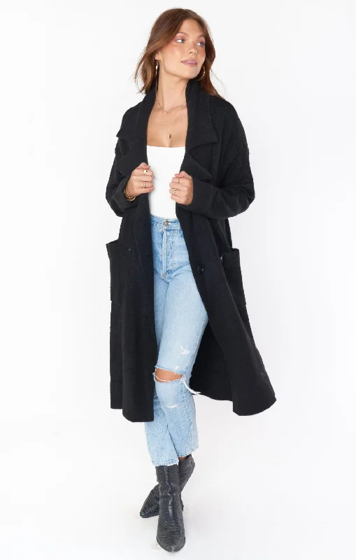 Fashionable In The Times Melrose Sweater Jacket ~ Black Knit