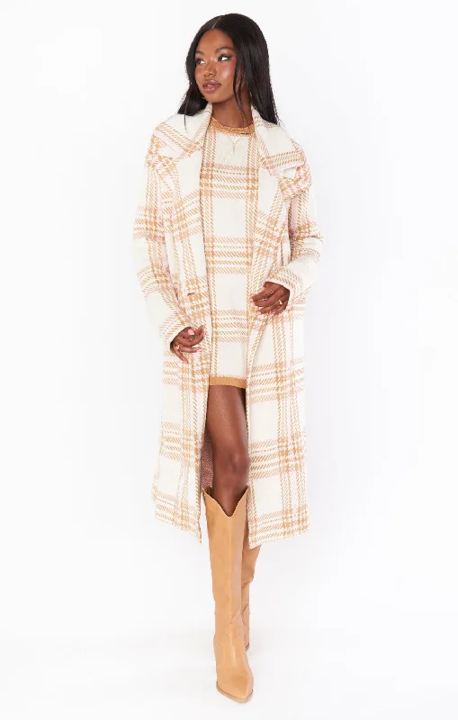 Fashionable And Fashionable Melrose Sweater Jacket ~ Neutral Plaid Knit