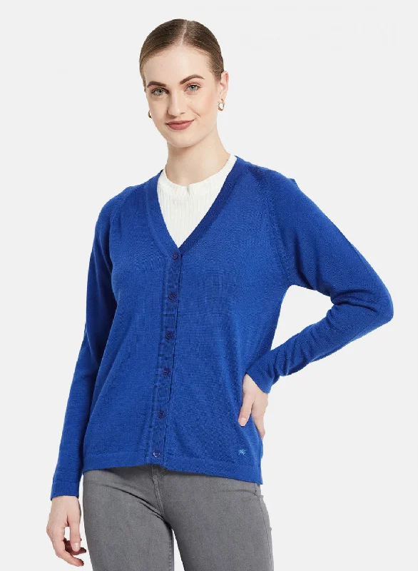 Girl Style Women Blue Solid Cardigan