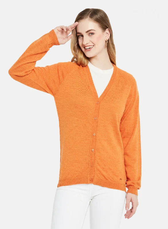 Sexy Fun Women Orange Solid Cardigan