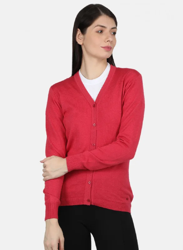 Classic Women Pink Solid Cardigan